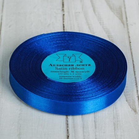 Satin ribbon, 12 mm × 33 ± 2 m, color blue No. 040-2