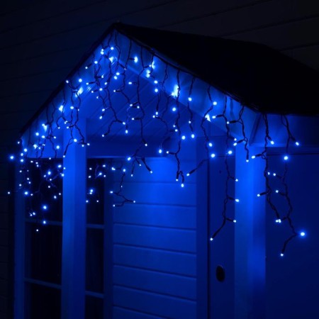 Garland "fringe" 3 x 0.6 m, IP65, UMS, dark rubber thread, 160 LED, blue glow, 220 V