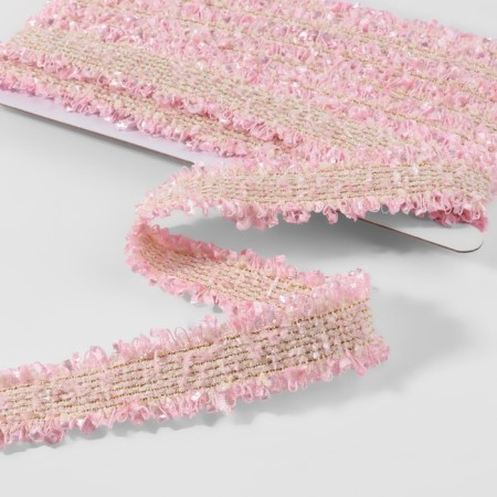 Decorative braid “Twydal”, bilateral, 30 mm, 5 ± 0.5 m, pink color-1