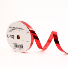 Plastic metallic tape, 1.2cm x 45m, red