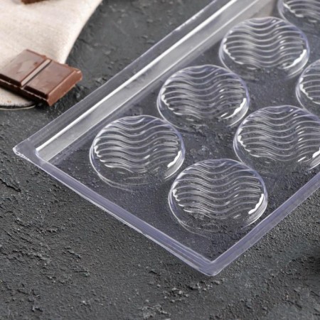 Form for chocolate and sweets "Wave", 8 cells, 22 × 11 cm, transparent color-1