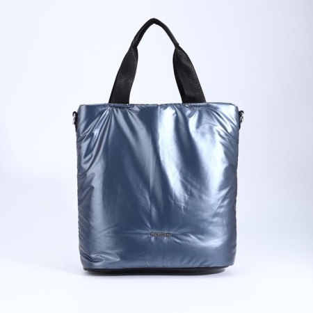 Luggage bag, external pocket, long belt, gray-blue color