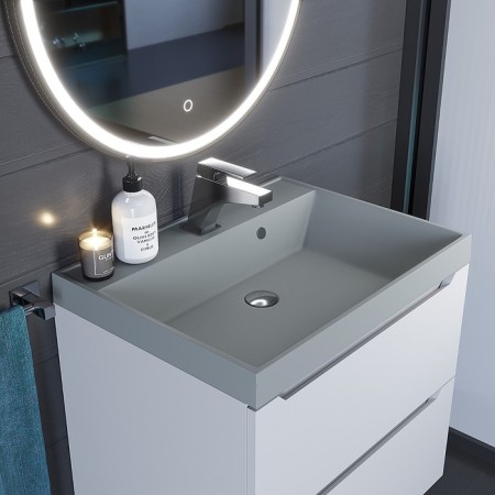 Sink uperwood Classic quartz 60 cm, quartz, gray matte, platinum