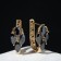 Earrings with circus rhinestones, quartet, black color in pink gold