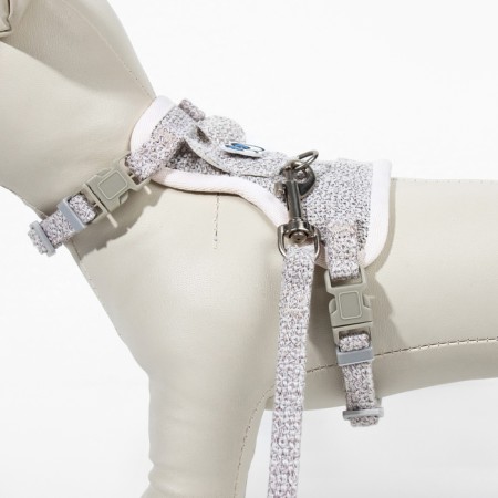 AMONICE SECTION "Mouse" with a soft harness, leash 120 x 1 cm, Osh 18-22 cm, fire 24-30 cm, gray-5