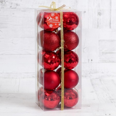 Set of balls plastic D-6 cm, 20 pcs Tomiris Red Red-1
