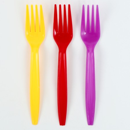 Plastic forks, 6 pcs., Mix colors-10