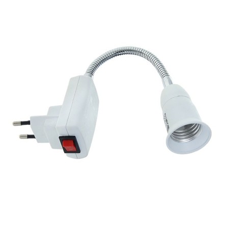 Adapter Ecola, fork-patron, E27, 275 x 45 mm, with a switch, flexible, white-1