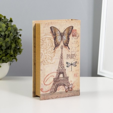 Safe Brush tree "Paris. Eiffel Tower. Butterflies" leatherette 21x13x5 cm-4