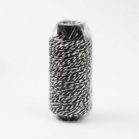 Thread for weaving, twisted, d = 2 mm, 100 m, black and white color-4