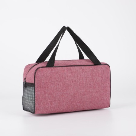 Cosmetic bag with a net, a dark pink color
