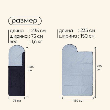 Maclay sleeping bag, blanket, right, 235x75 cm, up to -5 ° C-2