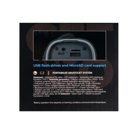 Portable column Defender Pulsar, 10W, 1200 mAh, BT, FM, USB, Microsd, Type-C, backlight-11