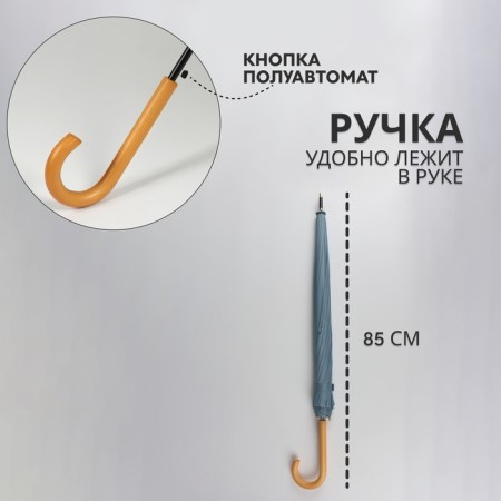 Umbrella - a semiautomatic “pastel” cane, 16 knitting needles, r = 52 cm, blue color-1