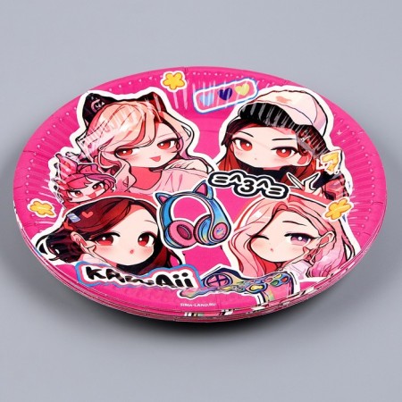 Disposable paper plate "anime", stickers 18 cm-3