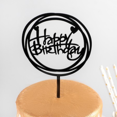 Topper for the cake "Happy Birthday", 16.5 × 12.5 × 0.1 cm-1