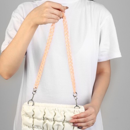 A chain for a bag, plastic, with carbines, 23 × 17 mm, 68 cm, apricot/silver color-2