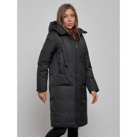 Coat insulated winter female, size 44, black color-8