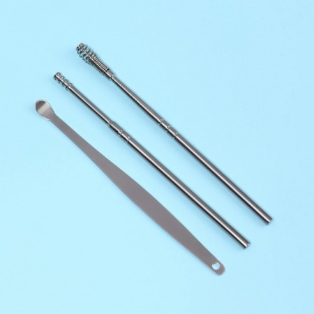 Ear cleaning set, 3 objects, 9 × 2.8 × 1.3 cm, in case, silver color-4