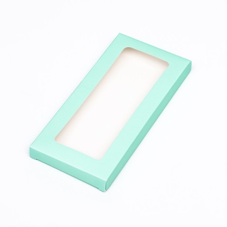 Gift box for tiles of chocolate, with a window, green (mint), 17 x 8 x 1.4 cm-2