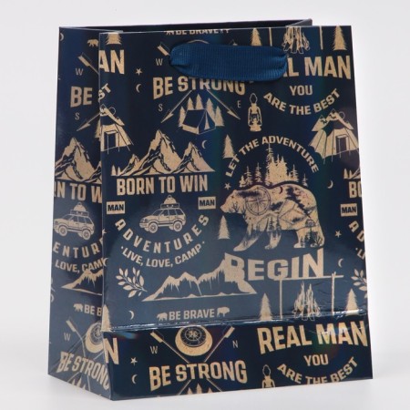 Gift Packet Laminated, packaging, “Real Man”, Rainbow Hologography, S 12 x 15 x 5.5 cm-2