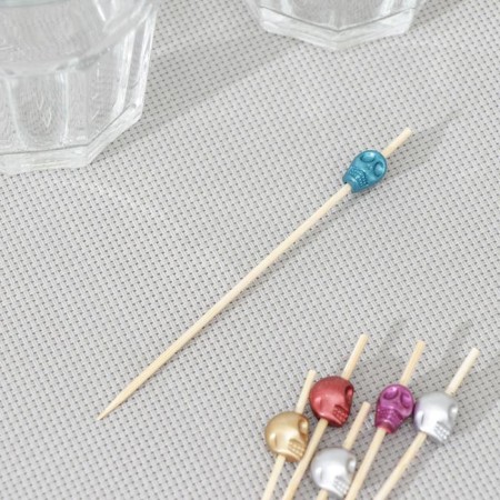 Skewers El Dia de Muertos, 25 pcs, 12 cm, bamboo, color mix