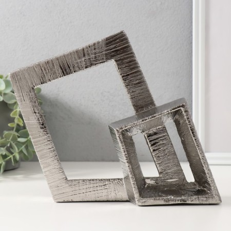 Souvenir Ceramics "Abstraction. Two squares" silver 25.5x5x20.5 cm