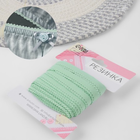 Gum openwork linen, 10 mm, 10 ± 1 m, green color-1