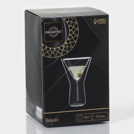 Martini glass glass with double walls Magistro "Ice", 170 ml, 10.3 × 15.7 cm-5