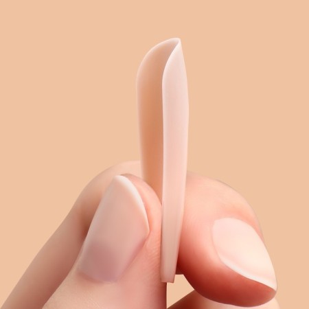 Patching nails, 24 pcs, ballerina shape, beige color-4