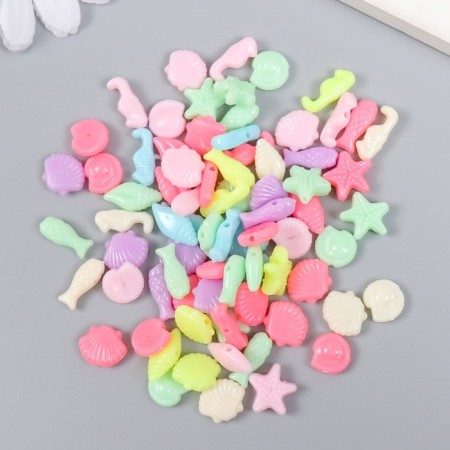 Beads for creativity plastic "Sea. Pastel colors" set 78 pcs 15 g 1x1 cm