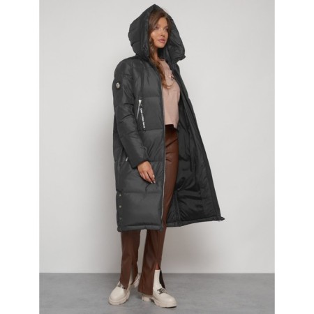 Coat insulated winter female, size 48, dark gray color-10