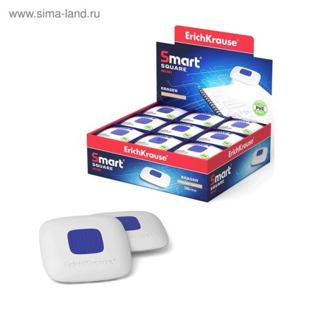Eraser with Erichkrause "Erichkrause Smartway Mini Square", medium stiffness, hypoallergenic, in a bag with a Euro suspension-1