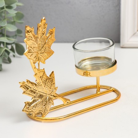 Summary metal per 1 candle "Maple leaves" d = 4.5 cm gold 5.8x13x13 cm-3