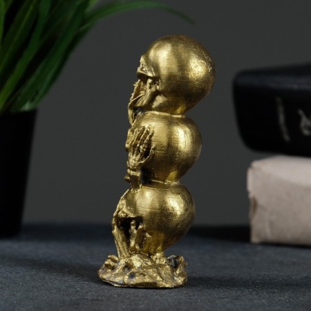 Figure "Three Skulls" aged gold, 10x4x4cm-2
