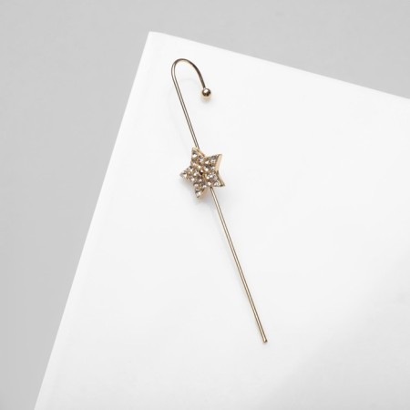 Earring "Kaff" Pin, stars, white color in gold-2