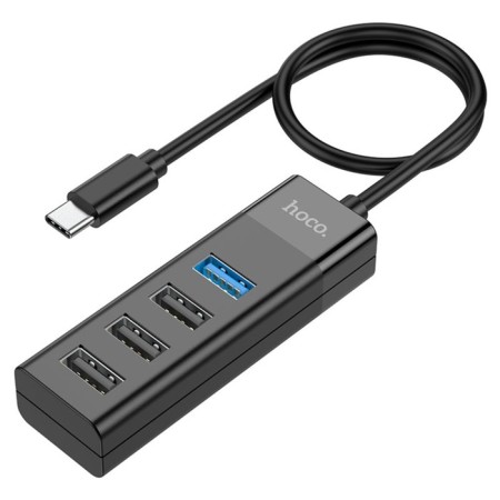 Adapter Hoco HB25, 4 V 1, Type-C to USB3.0/USB2.0*3, cable length 30 cm, black-3
