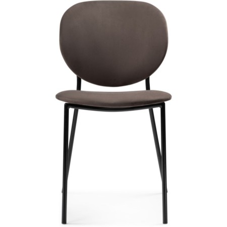 Stool on a metal frame Saranda Metal/velor, black/brown 45x60x81 cm-1