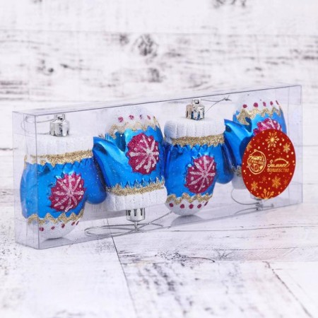 Decoration Christmas tree "mittens with a snowflake" (set 4 pcs) 6x5 cm, blue-1