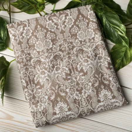 Pillowcase, size 40 × 60 cm, damask coffee, calico-1