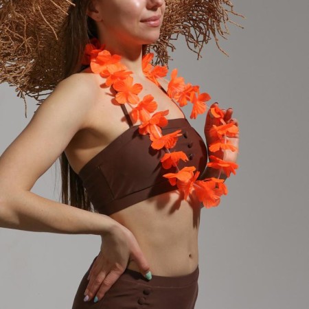 Hawaiian necklace "flowers", color orange-1