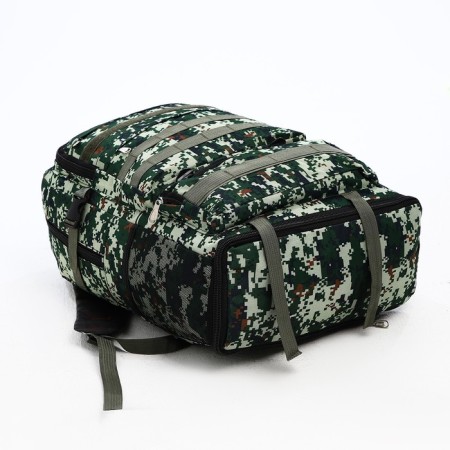 Tourist backpack on a zipper, with an increase, 6 outer pockets, green color-4