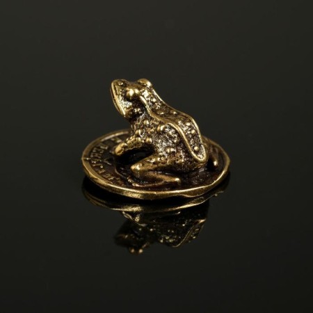 Koshelki souvenir "Toad on the coin", brass, 1x1.2x1.6 cm-1
