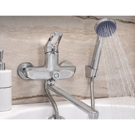 Bath mixer "RMS" SL120-006E, pour 350 mm, shower set, zinc, chromium-1