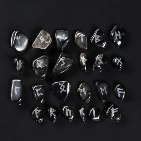 Runes for fortune telling "Scandinavian", 25pcs, obsidian-1