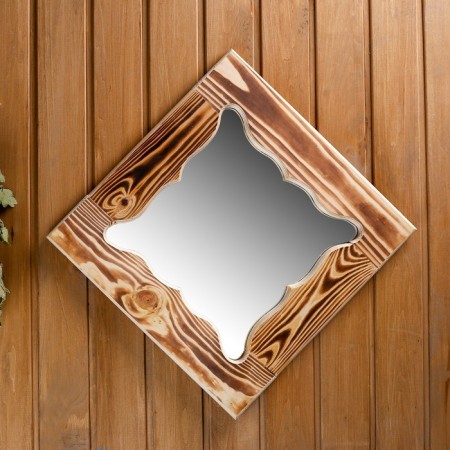 Carved mirror "butterfly", pine, burned, 40 × 40 cm-1