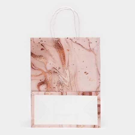 Craft package, pale pink, "marble", 27 x 21 x 11 cm-2