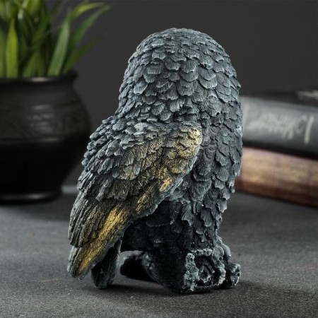 Figure "Owl on the hemp" gray-blue 10x9x14.5cm-2