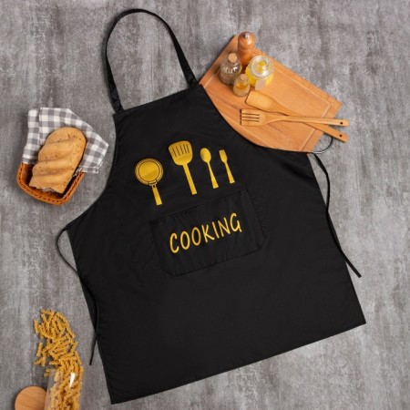 Apron Ethel "Cooking", col. black, 70*68 cm, 100% p/e