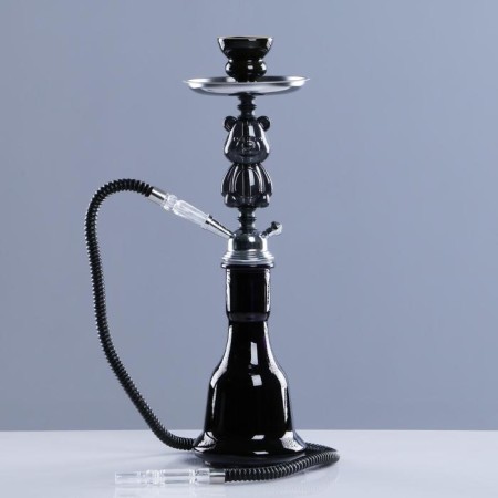 Hookah "Bear", 45 cm, 1 tube, dark blue flask, black mine